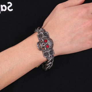 Punk Blue and Red Skull Gothic Bracelet