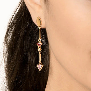 Long Multi-color Stone Water Drop Earrings