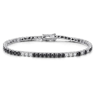 Black & Clear Diamond Tennis Bracelet