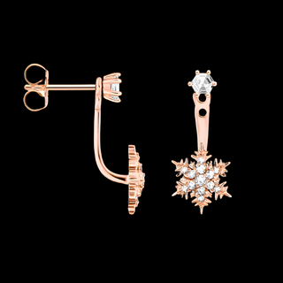 Rose Gold Snowflake Diamond Earrings