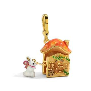 Mystical Mushroom House and Adorable Rabbit Necklace