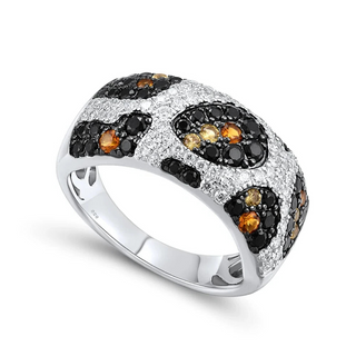 Black, Yellow, and Created Diamond Leopard Skin Ring