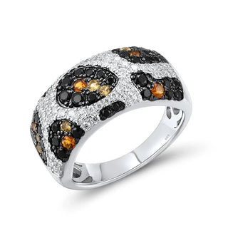 Black, Yellow, and Created Diamond Leopard Skin Ring