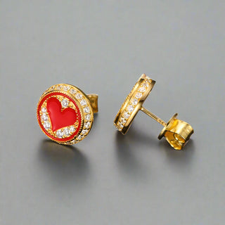 Club and Heart Poker Diamond Stud Earrings