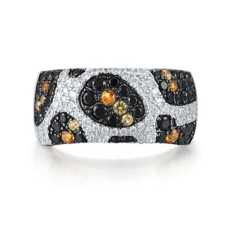 Black, Yellow, and Created Diamond Leopard Skin Ring