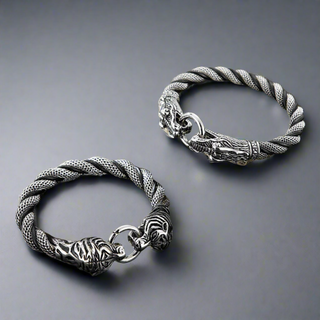 Punk Tiger and Dragon Twisted Chain Bracelet