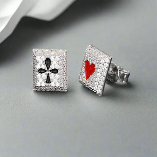 Heart and Club Moissanite Rectangle Earrings