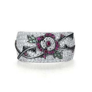 Red Ruby & Green Spinel Ring