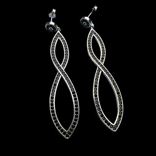 Black Stones Infinity Twist Drop Earrings