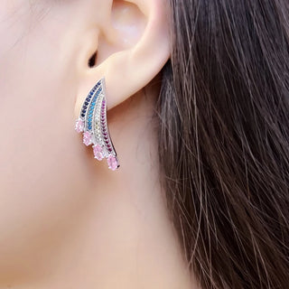 Bohemian Multi-colored Stones Wing Earrings