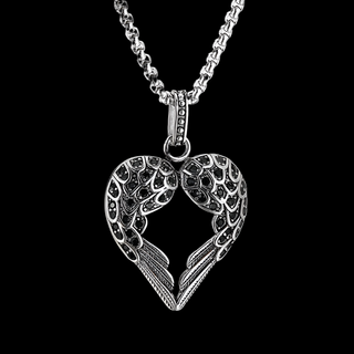 Gothic Heart Shaped Wings Necklace