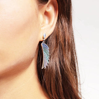 Hummingbird Wing Multi-colored Stones Earrings