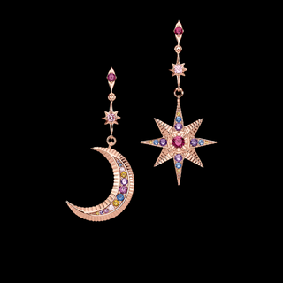 Vintage Star and Moon Diamond Earrings