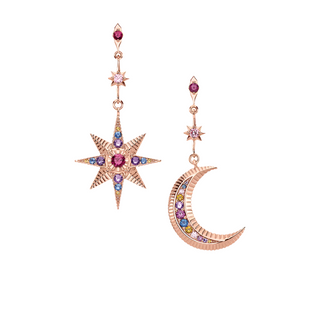 Vintage Star and Moon Diamond Earrings