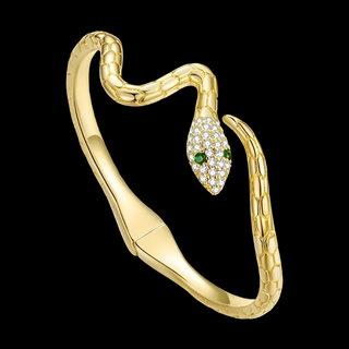 Classical Snake Diamond Open Bangle Bracelet