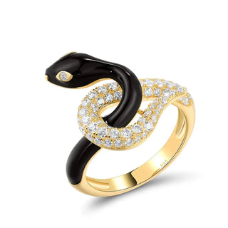 Sparkling Stone Enamel Glamorous Snake Ring