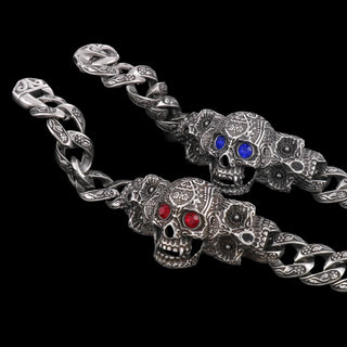 Punk Blue and Red Skull Gothic Bracelet