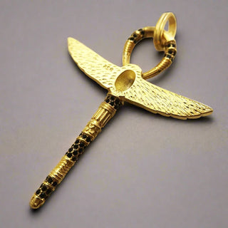 Cross of Life Ankh with Scarab Golden Pendant