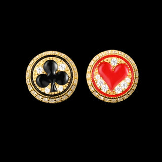 Club and Heart Poker Diamond Stud Earrings