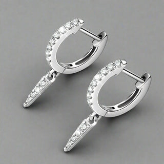 Unique Diamond Huggie Dangle Earrings