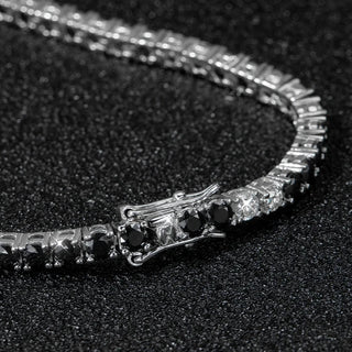 Black & Clear Diamond Tennis Bracelet