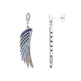 Hummingbird Wing Multi-colored Stones Earrings