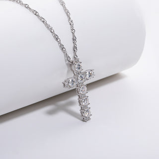 Classic 2.1ct Moissanite Diamond Cross Pendant Necklace