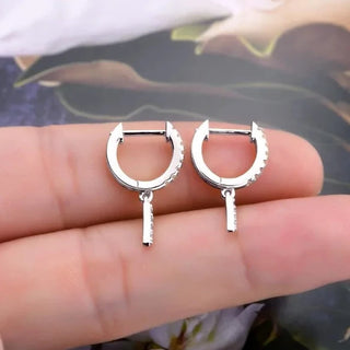 Unique Diamond Huggie Dangle Earrings