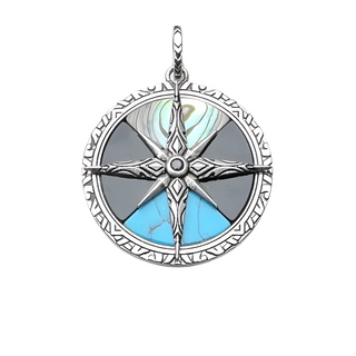 Turquoise Compass Vintage Pendant