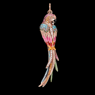 Colorful Parrot with Diamond Pendant