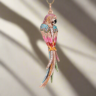 Colorful Parrot with Diamond Pendant