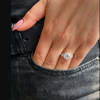 14K White Gold Round Cut Lab Grown Diamond Engagement Ring 1 Carat vs1 DE CVD diamond ring Lab Diamond Engagement Rings IGI