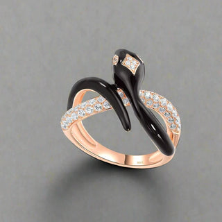 Sparkling Diamond & Enamel Wild Snake Ring