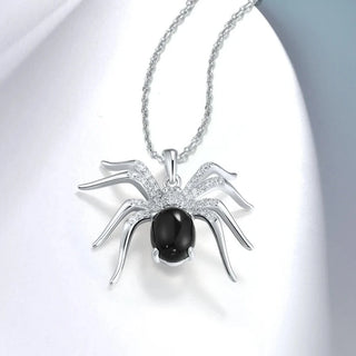 Black Agate Spider Pendant