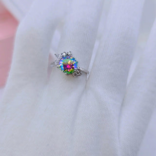 2ct VVS1 Round Cut Rainbow Diamond Engagement Ring