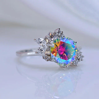 2ct VVS1 Round Cut Rainbow Diamond Engagement Ring