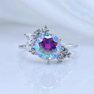 2ct VVS1 Round Cut Rainbow Diamond Engagement Ring