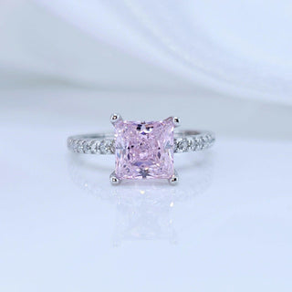 1.50 ct Pink Princess-cut Diamond Engagement Ring