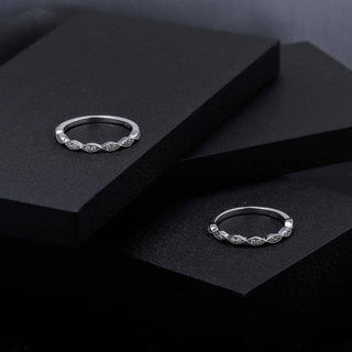 0.08 ct Diamond Half Eternity Art Deco Ring Band-Evani Naomi Jewelry