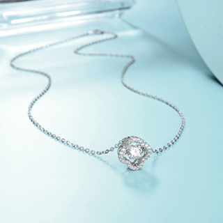 0.5 ct Round Diamond Clover Shaped Necklace-Evani Naomi Jewelry