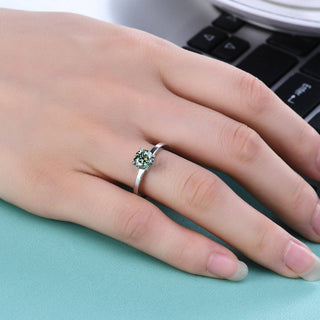 0.50 ct Round-cut Green Diamond Engagement Ring-Evani Naomi Jewelry