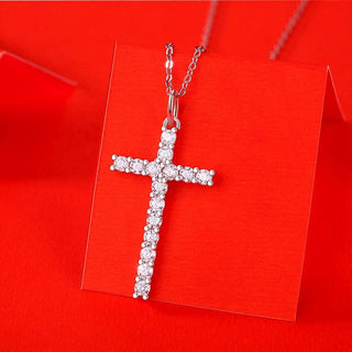 0.9 ct Moissanite Diamond Necklace with Cross Pendant Evani Naomi Jewelry