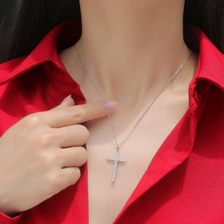 0.9 ct Moissanite Diamond Necklace with Cross Pendant Evani Naomi Jewelry