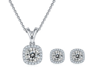 1.0 ct Moissanite Diamond Solitaire Halo Jewelry Set-Evani Naomi Jewelry