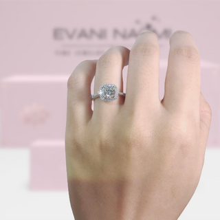 1.00 ct Diamond Square Halo Engagement Ring-Evani Naomi Jewelry
