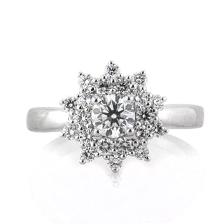1.00 ct Round Brilliant Cut Diamond Flower Engagement Ring-Evani Naomi Jewelry