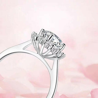 1.00 ct Sunflower Shaped Halo Diamond Engagement Ring Evani Naomi Jewelry