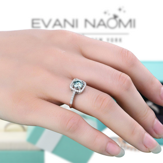 1ct Round Green Diamond Halo Engagement Ring - Evani Naomi Jewelry