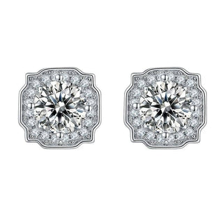 1.0Ct D Color VVS1 Moissanite Diamond Halo Stud Earrings-Evani Naomi Jewelry