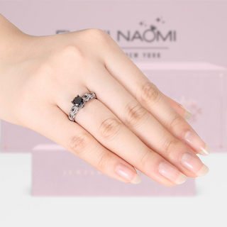 1.28 ct Round Cut Black Diamond Engagement Ring-Evani Naomi Jewelry